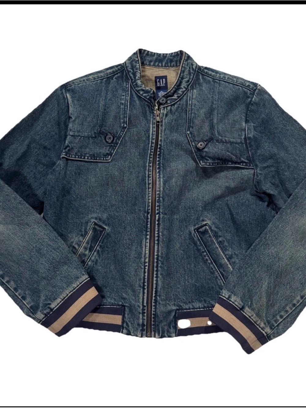 Vintage 90sGAP Distressed Denim Jacket in Faded Blue. Size large but fits small.